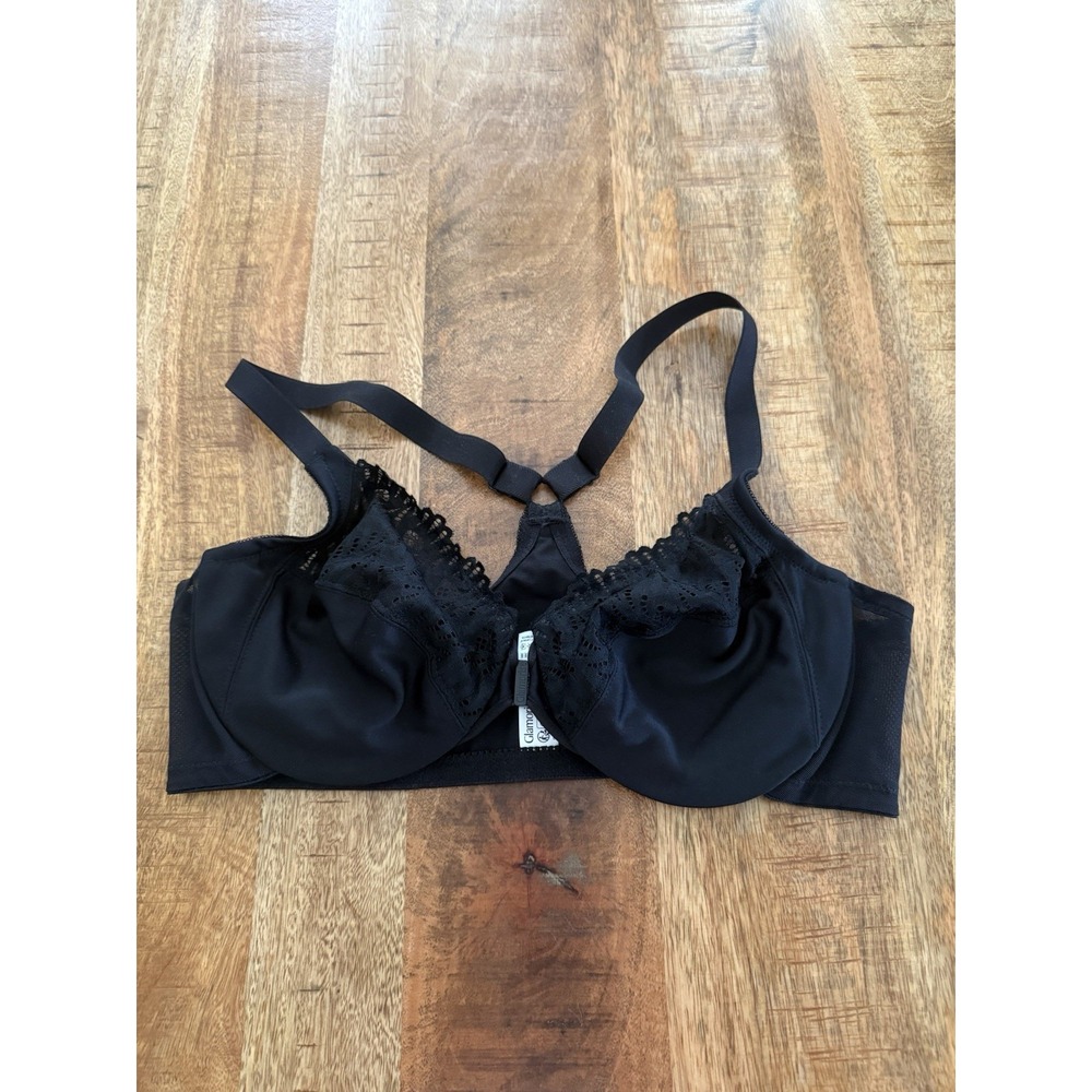 Glamorise 1246 Bra 38C Black Front Closure Underwire Lace Racerback NWOT